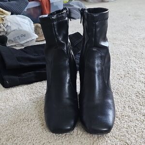 Madden Girl Black Heeled Boots with Chunky Heel